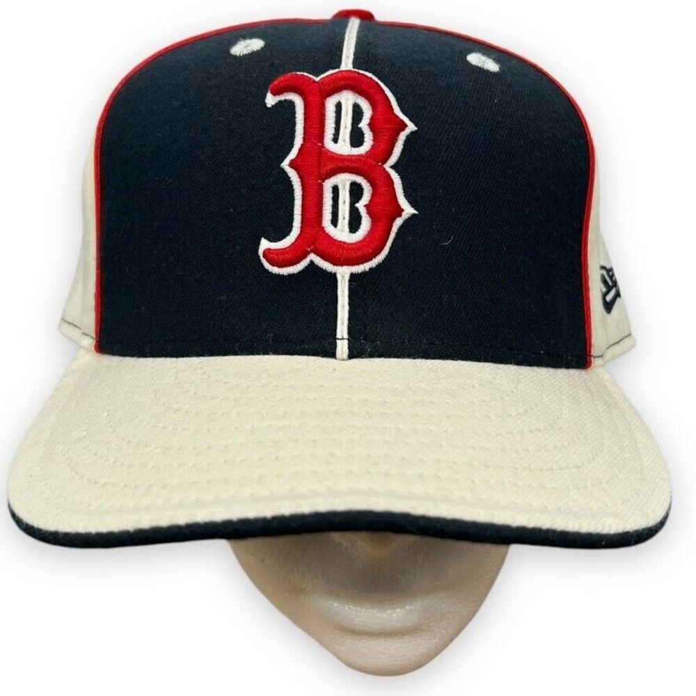 VTG Boston Red Sox Pinwheel Hat Red‎ White Blue 59Fifty Fitted 7 1/2 Cap Fenway